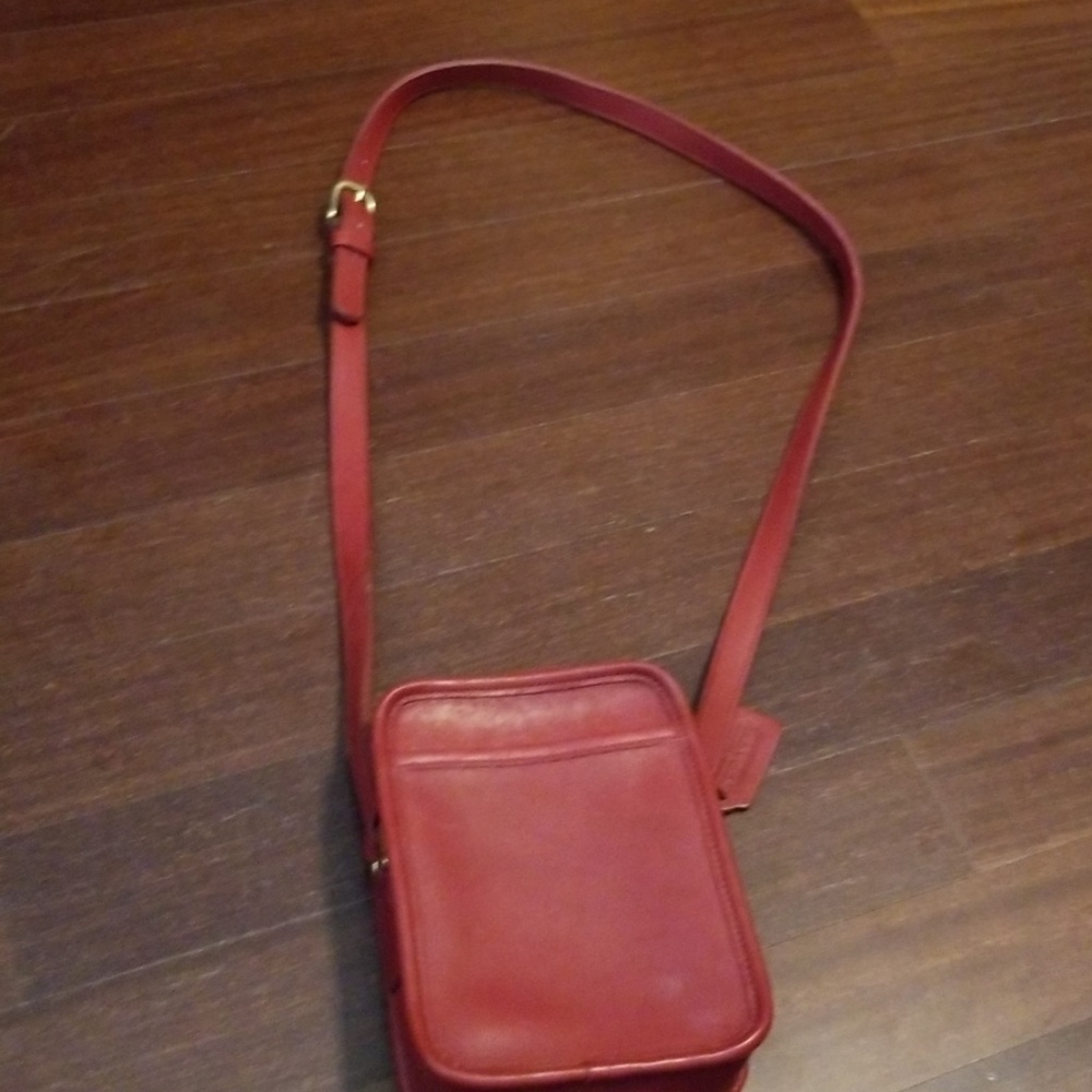 Coach, Red leather Cross body purse.